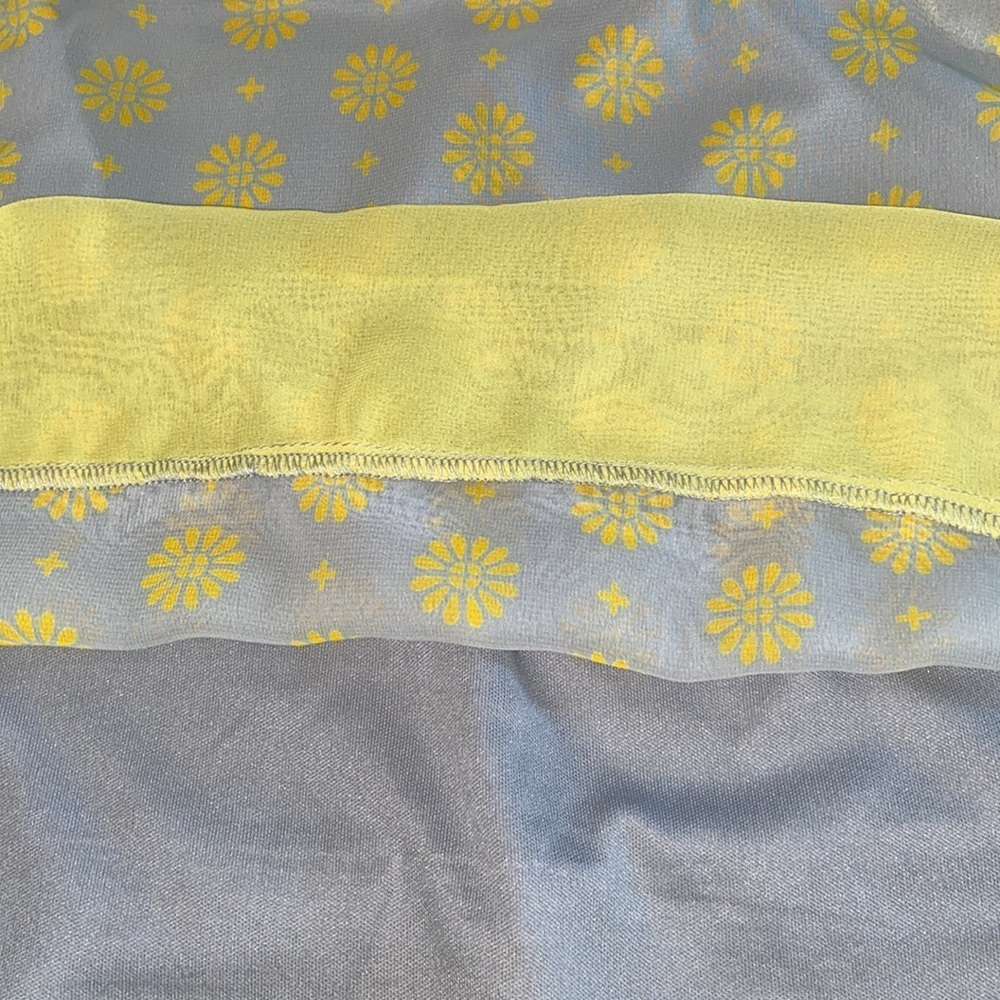 Esley NWT Yellow Gray Daisy Print Spaghetti Straps Pockets Elastic Waist Dress - Picture 13 of 13